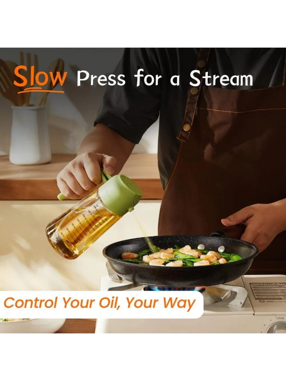 16oz Glass Olive Oil Sprayer & Dispenser Bottle - Kitchen Gadget for Cooking